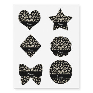 Personalized name black dominos temporary tattoos