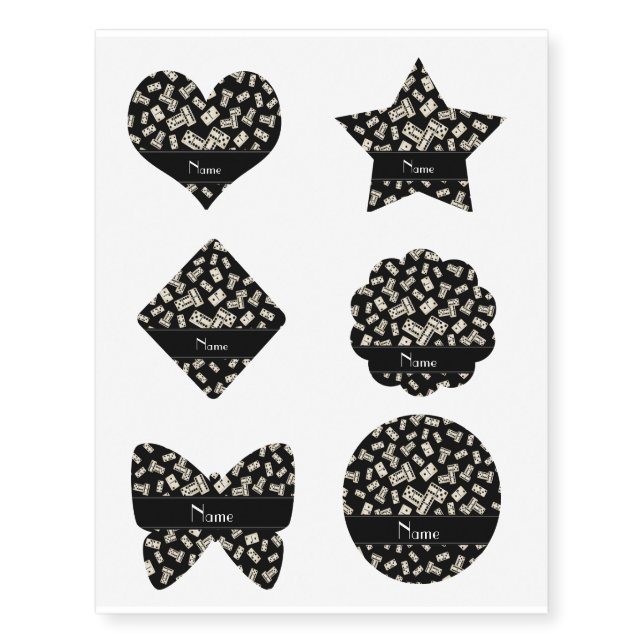 Personalized name black dominos temporary tattoos (Front)