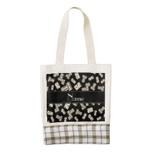 Personalized name black dominos zazzle HEART tote bag