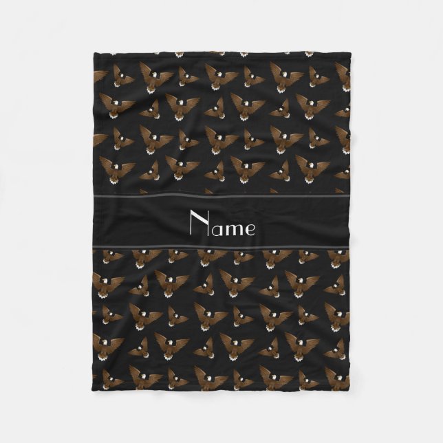 Personalized name black eagles fleece blanket (Front)