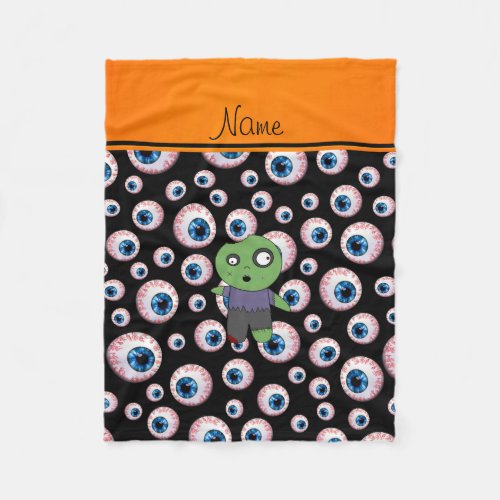 Personalized name black eyeballs zombie fleece blanket