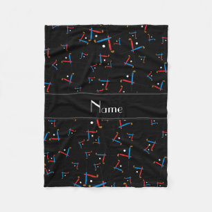 Personalized name black field hockey fleece blanket