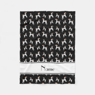 Personalized name black fox terrier dogs fleece blanket