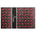 Personalized name black glitter chili pepper