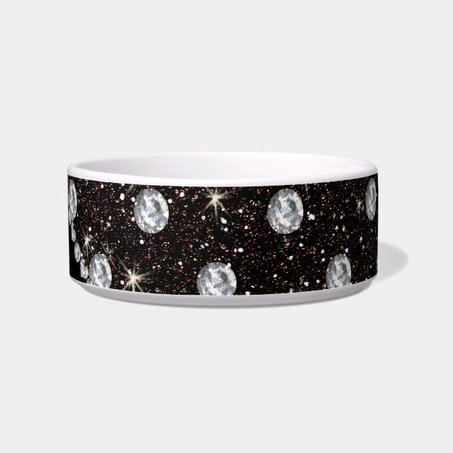 Personalized name black glitter diamonds bowl (Right)