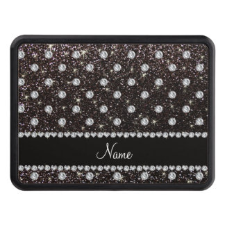 Personalized name black glitter diamonds trailer hitch cover