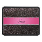 Personalized name black glitter pink stripe