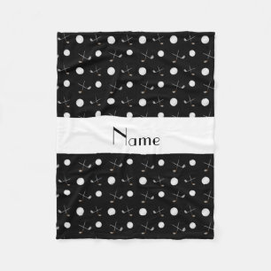 Personalized name black golf balls fleece blanket