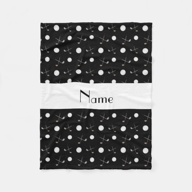 Personalized name black golf balls fleece blanket (Front)