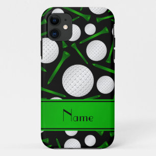 Personalized name black golf balls tees iPhone 11 case