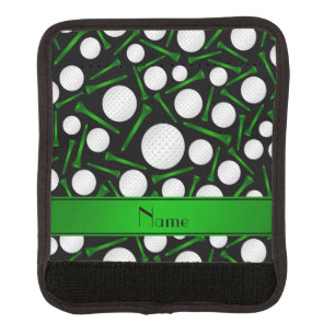 Personalized name black golf balls tees luggage handle wrap