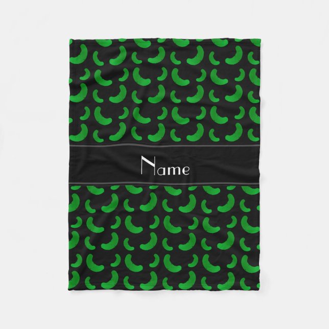 Personalized name black green pickles fleece blanket (Front)