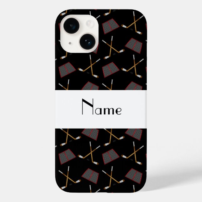 Personalized name black hockey pattern Case-Mate iPhone case (Back)