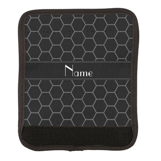 Personalized name black honeycomb luggage handle wrap (Front)