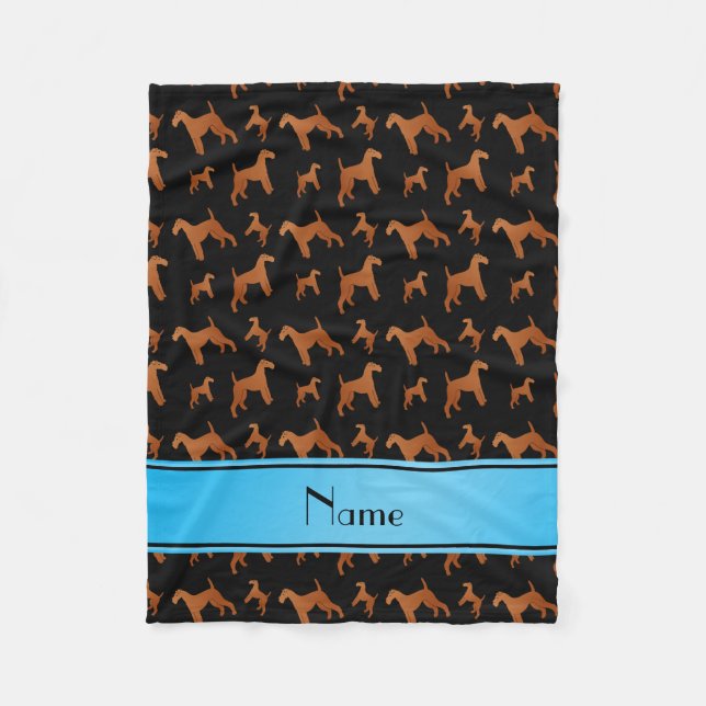 Personalized name black irish terrier dogs fleece blanket (Front)