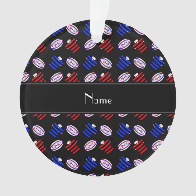 Personalized name black jerseys rugby balls ornament (Front)