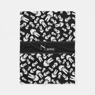 Personalized name black karate pattern fleece blanket