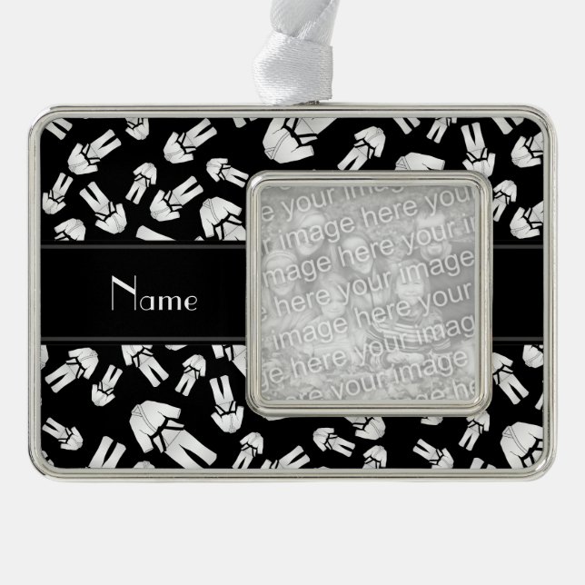 Personalized name black karate pattern ornament (Front)