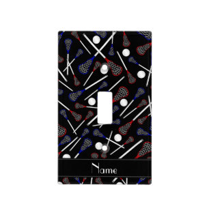 Personalized name black lacrosse pattern light switch cover
