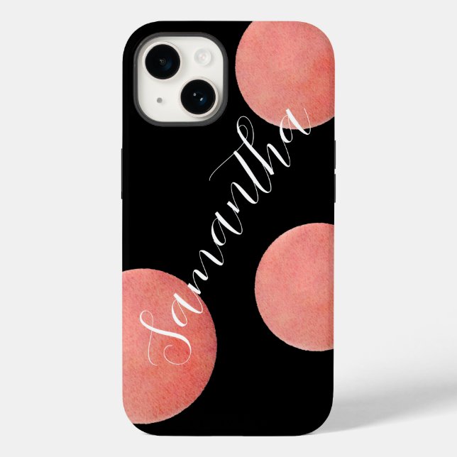 Personalized Name Black Large Polka Dots  Case-Mate iPhone Case (Back)