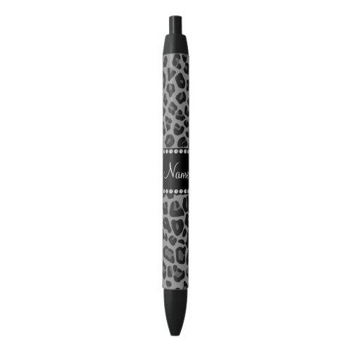 Personalized name black leopard pattern black ink pen