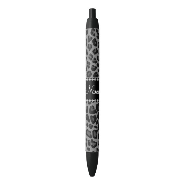 Personalized name black leopard pattern pen (Front Vertical)