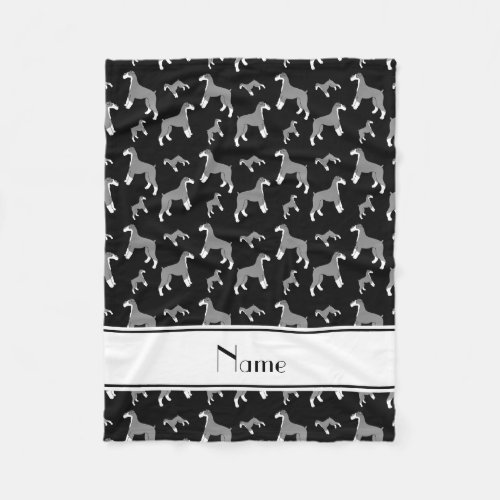 Personalized name black Miniature Schnauzer dogs Fleece Blanket