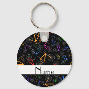 Personalized name black mountain bikes keychain