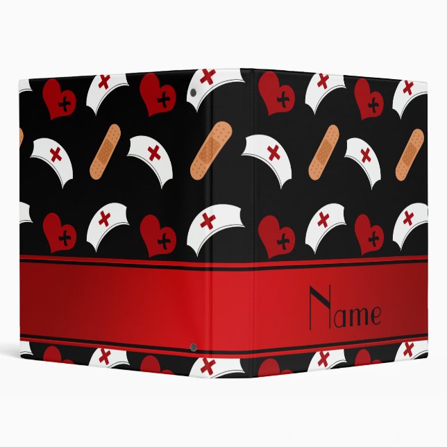 Personalized name black nurse pattern 3 ring binder (Background)