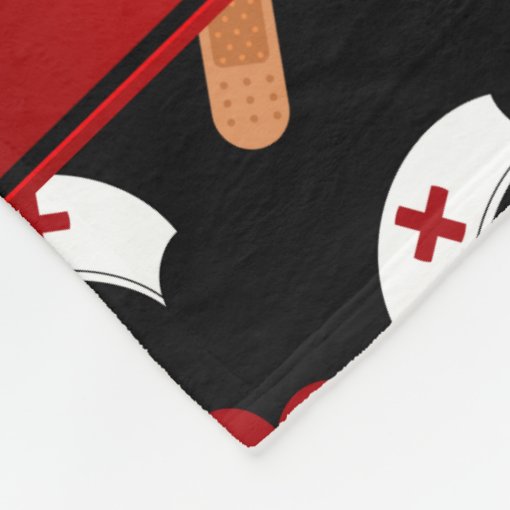 Personalized name black nurse pattern fleece blanket Zazzle