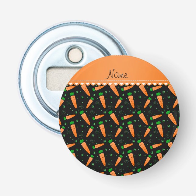 Personalized name black orange carrots bottle opener (Front)