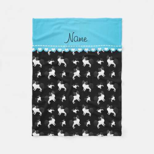 Personalized name black Papillon dogs Fleece Blanket