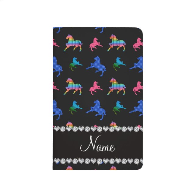 Personalized name black patterned horses journal (Front)