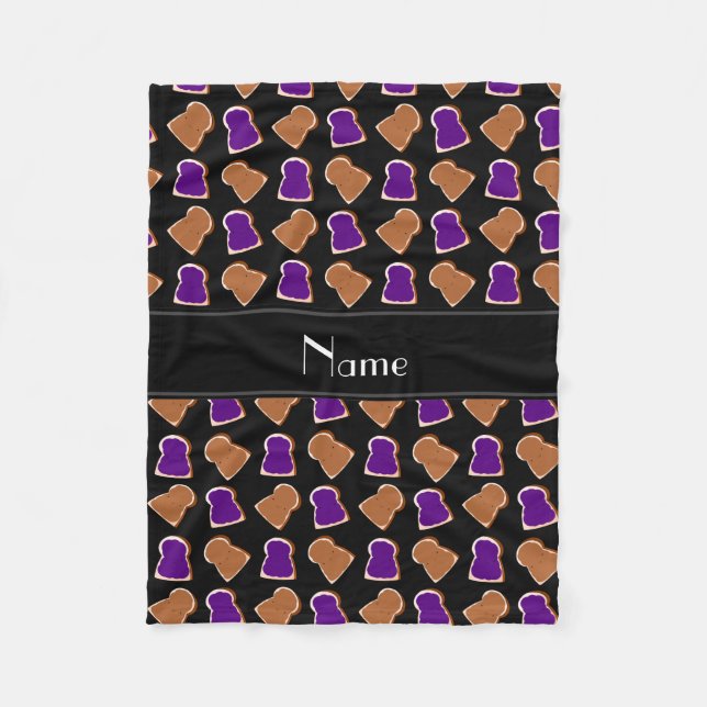 Personalized name black peanut butter jelly fleece blanket (Front)