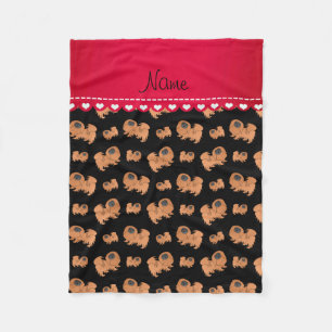 Personalized name black Pekingese dogs Fleece Blanket