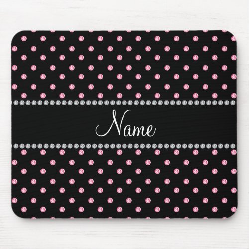 Personalized name Black pink diamonds Mouse Pad