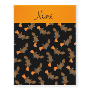 Personalized name black platypus pattern temporary tattoos
