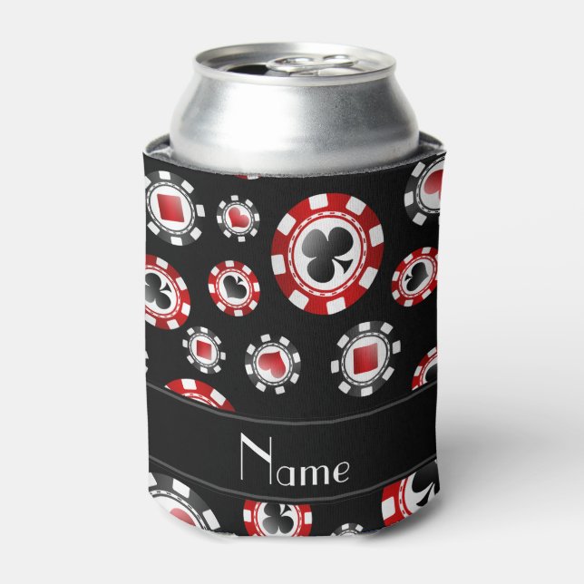 Personalized name black poker chips can cooler (Can Front)