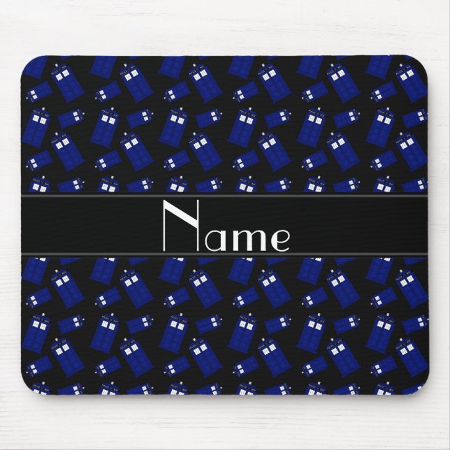 Personalized name black police box mouse pad (Front)