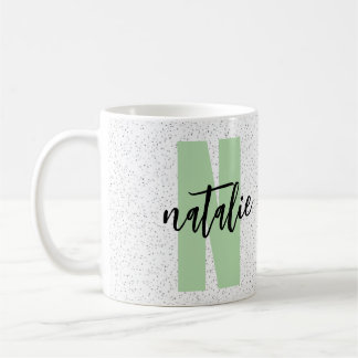 Personalized Name - Black Polka Dots Design Coffee Mug