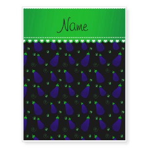 Personalized name black purple eggplants temporary tattoos