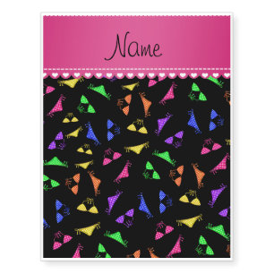 Personalized name black rainbow bikinis temporary tattoos