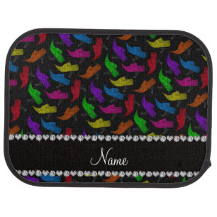 Personalized name black rainbow vintage shoes car floor mat
