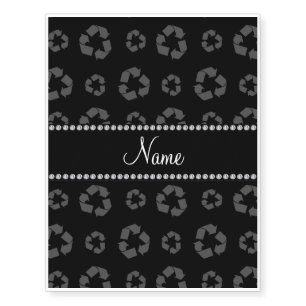 Personalized name black recycling pattern temporary tattoos