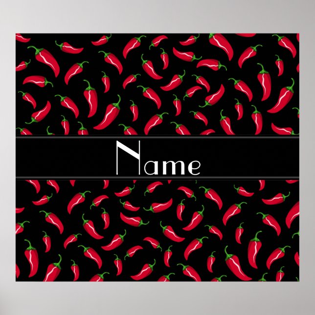 Personalized name black red chili pepper poster (Front)