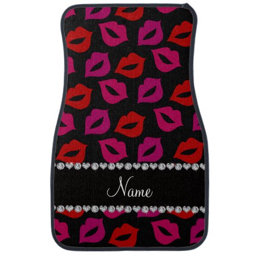 Personalized name black red pink lips car mat