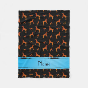 Personalized name black Rhodesian ridgeback dogs Fleece Blanket