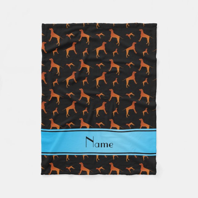 Personalized name black Rhodesian ridgeback dogs Fleece Blanket (Front)