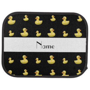 Personalized name black rubber duck pattern car floor mat