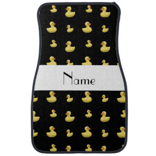 Personalized name black rubber duck pattern car mat
